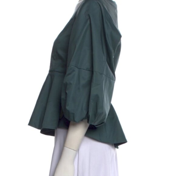 Sz8 Tibi Eco Poplin Peplum in Green Limestone - Tag 6, runs very large - Picture 3 of 12